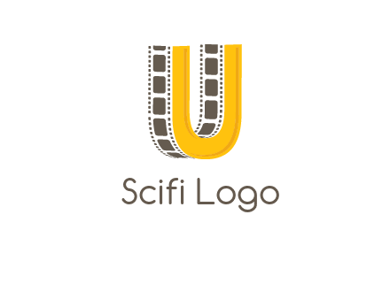 letter U incorporated with film reel logo