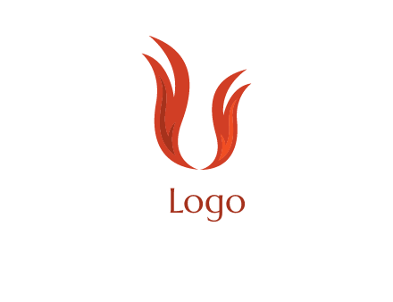letter U made of flames logo