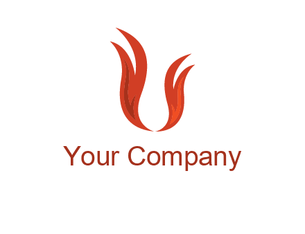 letter U made of flames logo
