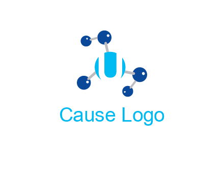 letter U inside circle with chemical bond logo