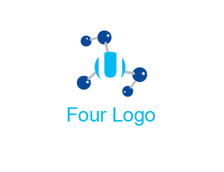 letter U inside circle with chemical bond logo