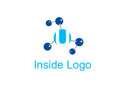 letter U inside circle with chemical bond logo