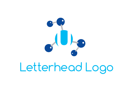 letter U inside circle with chemical bond logo