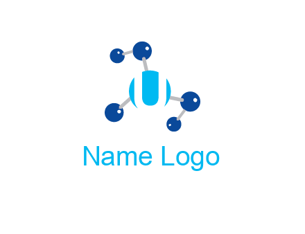letter U inside circle with chemical bond logo