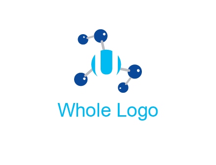letter U inside circle with chemical bond logo