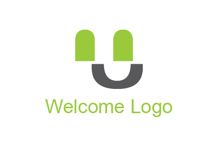 happy face made of letter U logo