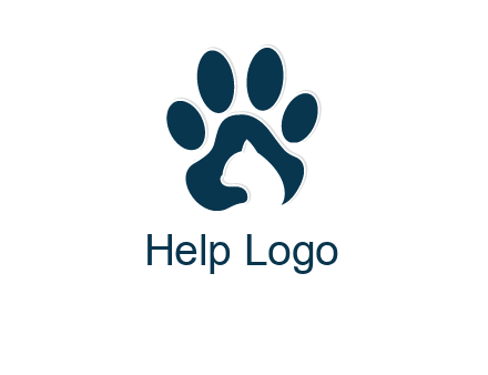 cat inside paw print logo