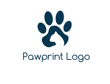 cat inside paw print logo