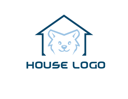 dog face inside house logo