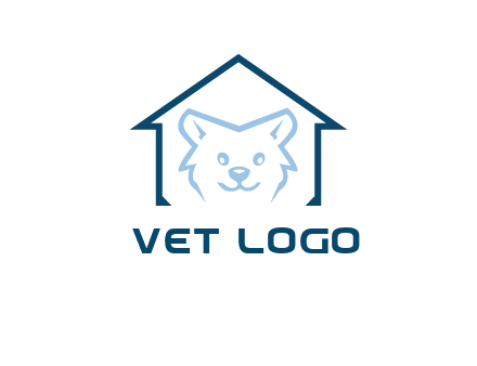 dog face inside house logo