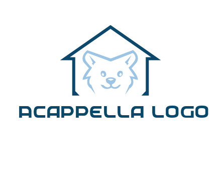 dog face inside house logo