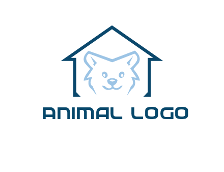 dog face inside house logo