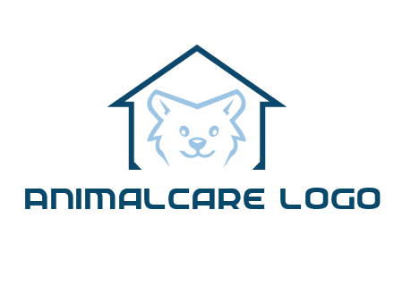 dog face inside house logo