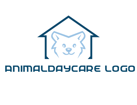 dog face inside house logo