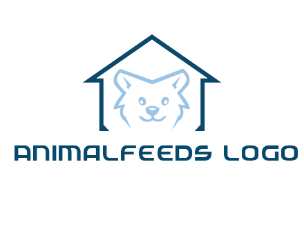 dog face inside house logo