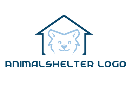 dog face inside house logo