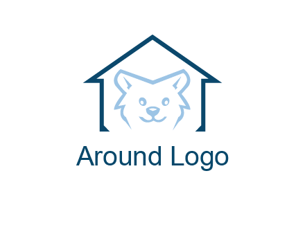 dog face inside house logo