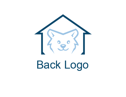 dog face inside house logo