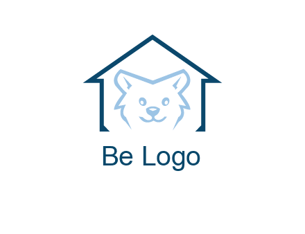 dog face inside house logo