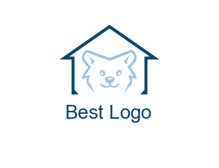 dog face inside house logo