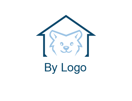 dog face inside house logo