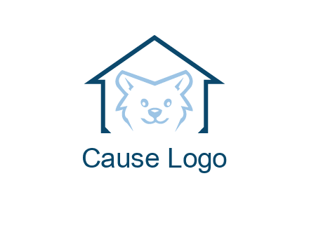 dog face inside house logo