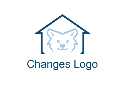 dog face inside house logo