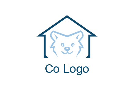dog face inside house logo