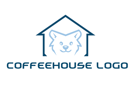 dog face inside house logo