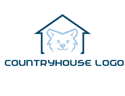 dog face inside house logo