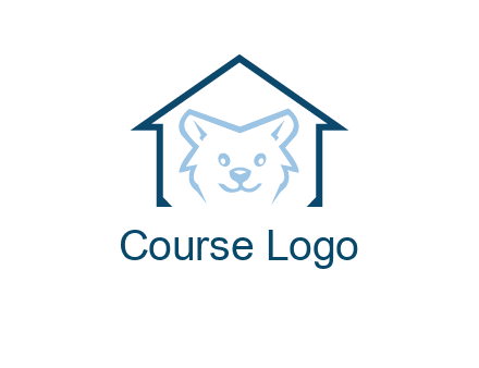 dog face inside house logo