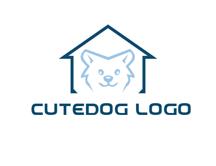 dog face inside house logo