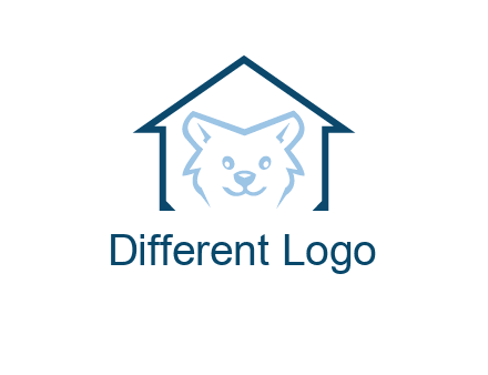 dog face inside house logo