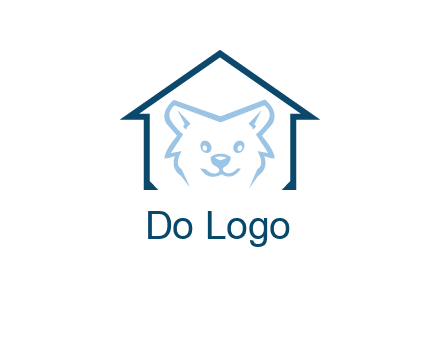 dog face inside house logo