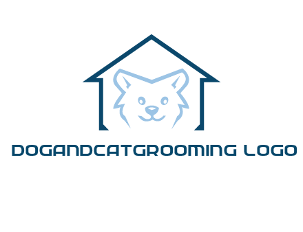 dog face inside house logo