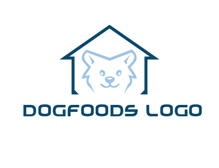 dog face inside house logo
