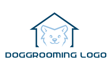 dog face inside house logo