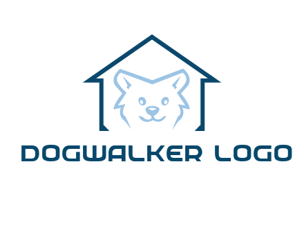 dog face inside house logo