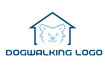 dog face inside house logo