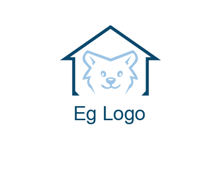 dog face inside house logo