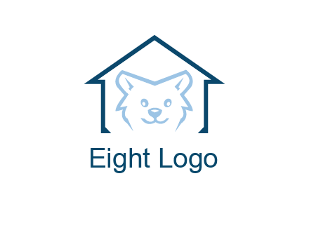 dog face inside house logo