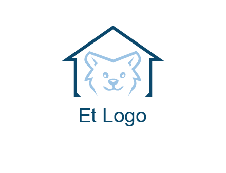 dog face inside house logo