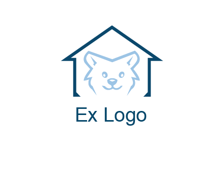 dog face inside house logo