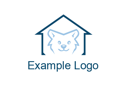 dog face inside house logo