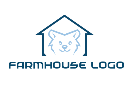 dog face inside house logo