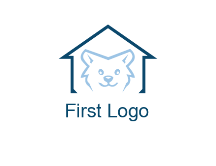 dog face inside house logo