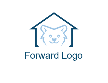 dog face inside house logo