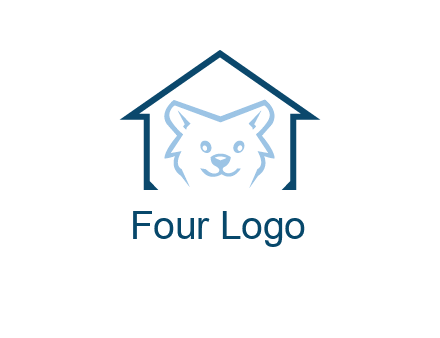 dog face inside house logo
