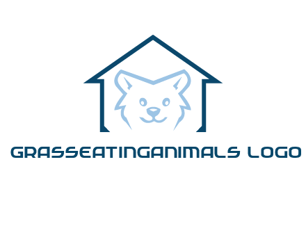dog face inside house logo