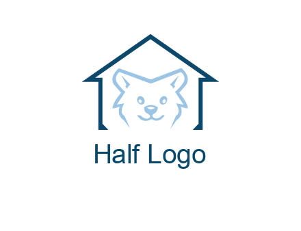 dog face inside house logo